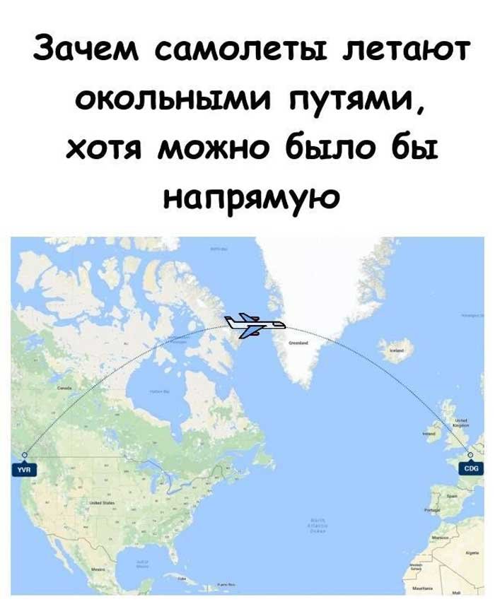 Вы тоже думали, что самолёты летают по прямой? Вот почему это миф! ✈️