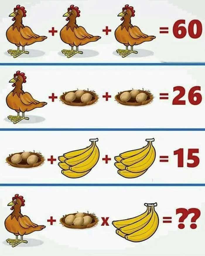 🧠 Мозговой челлендж дня: сможете разгадать загадку с курами, яйцами и бананами?